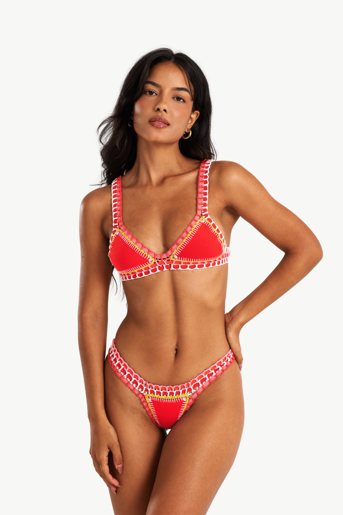 Seraya - Haut de bikini crochet rouge