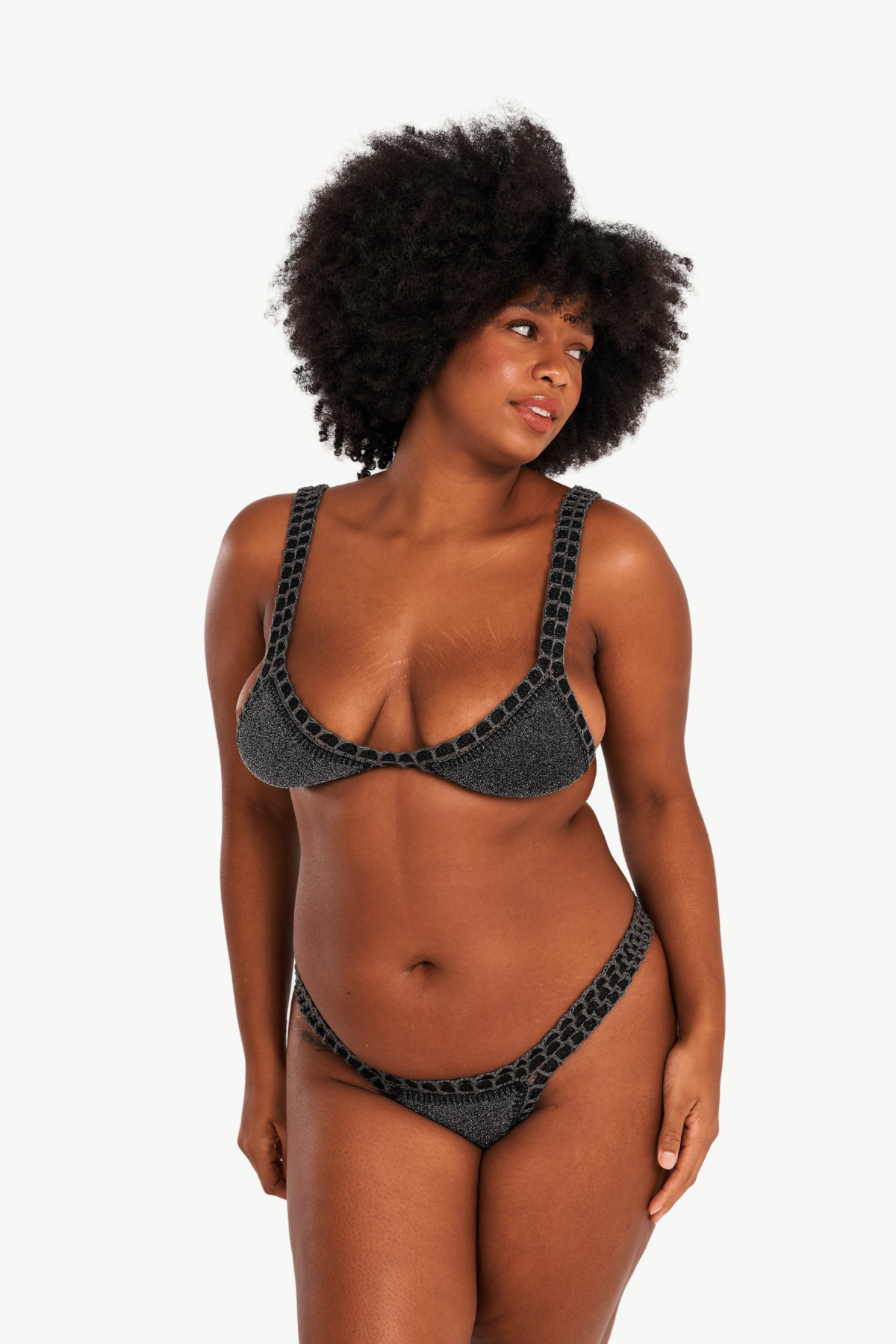 Ibiza - Black glitter crochet bikini top