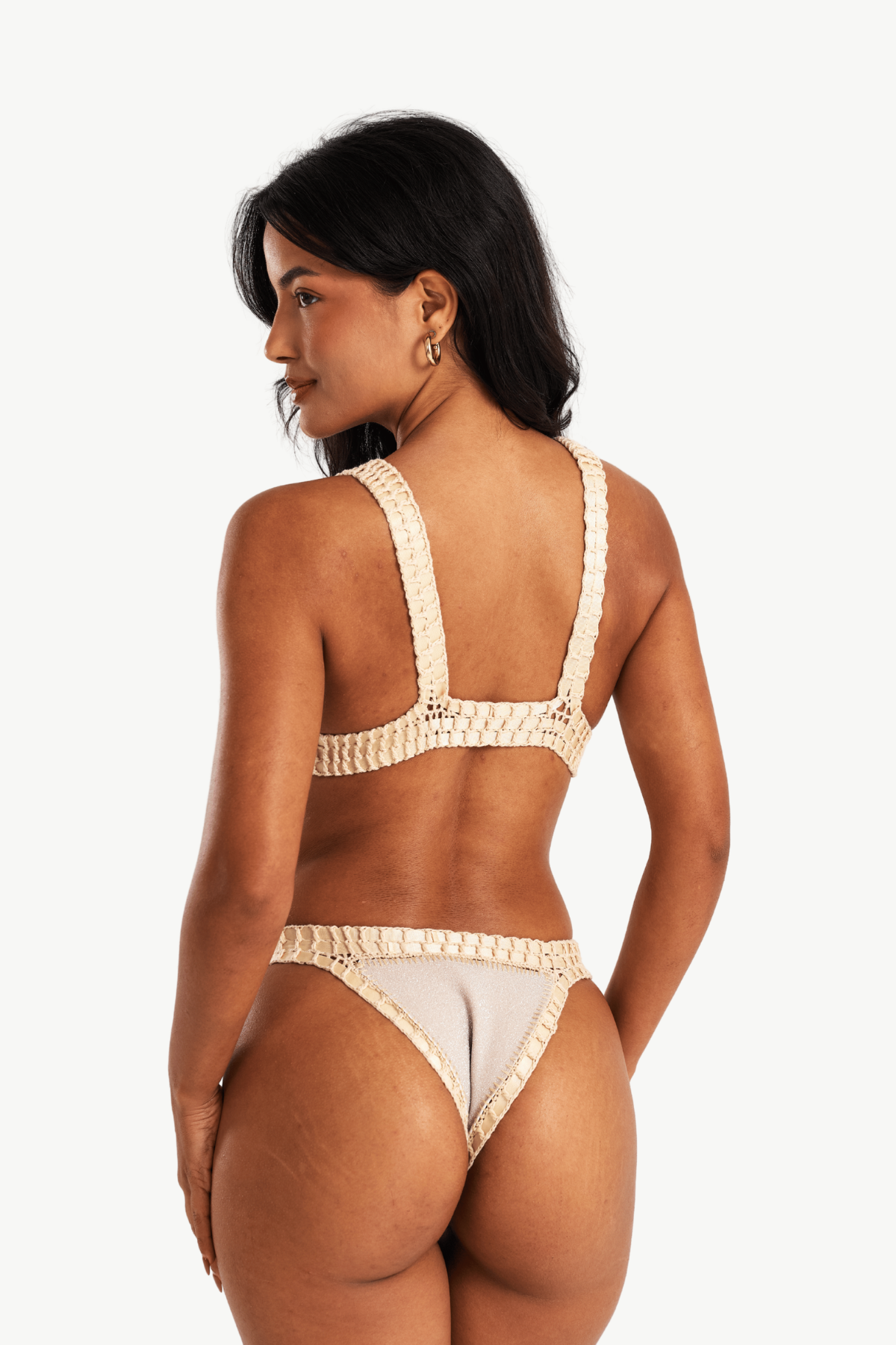 Pearl - Glittery cream crochet bikini bottom
