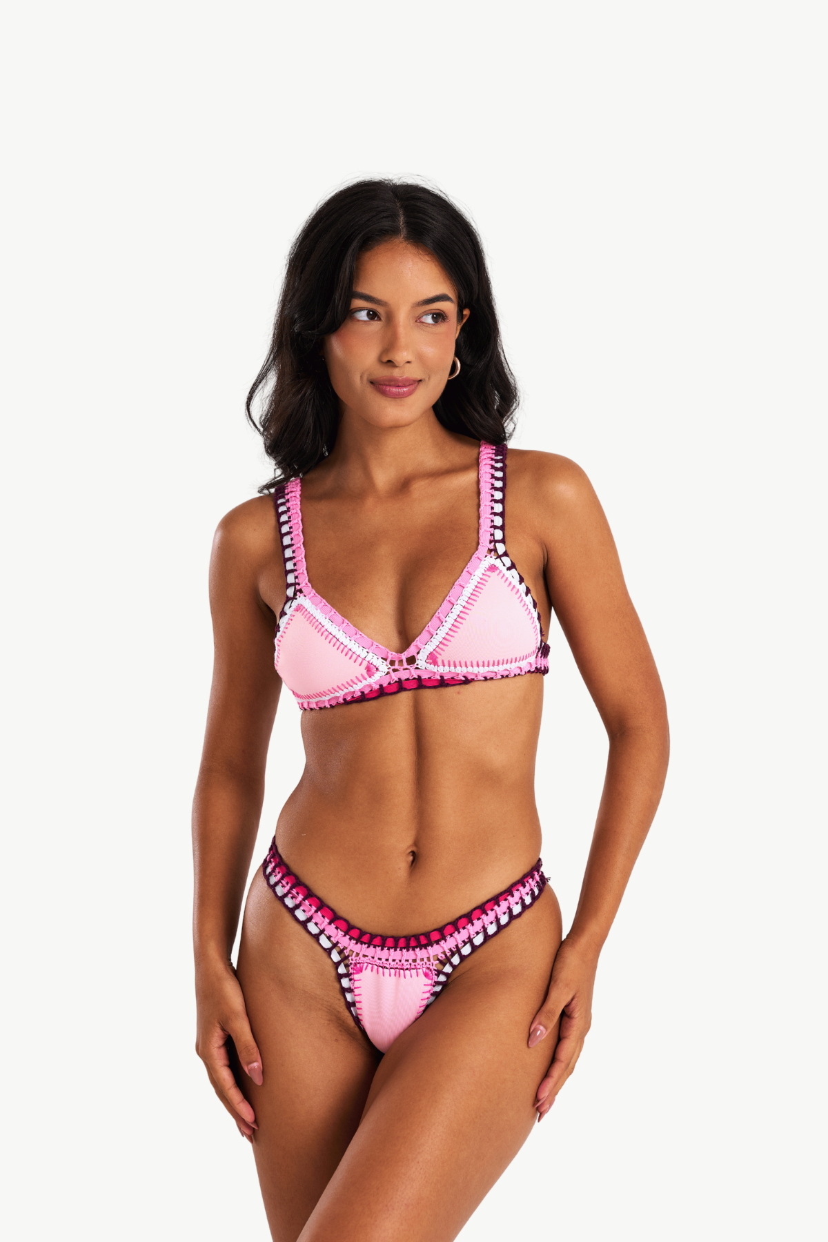 Paloma - Haut de bikini crochet rose