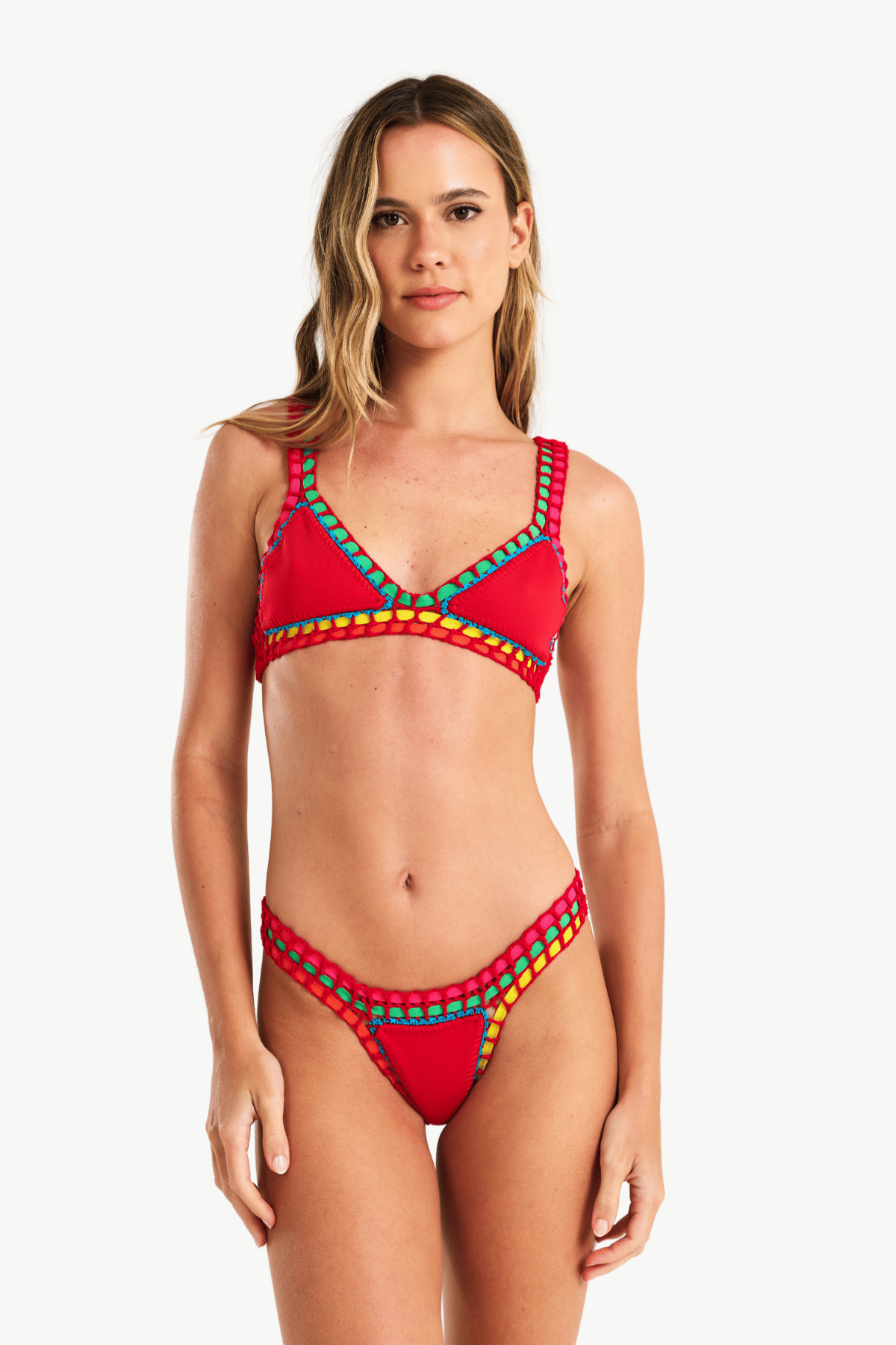 Ruby - Haut de bikini crochet rouge