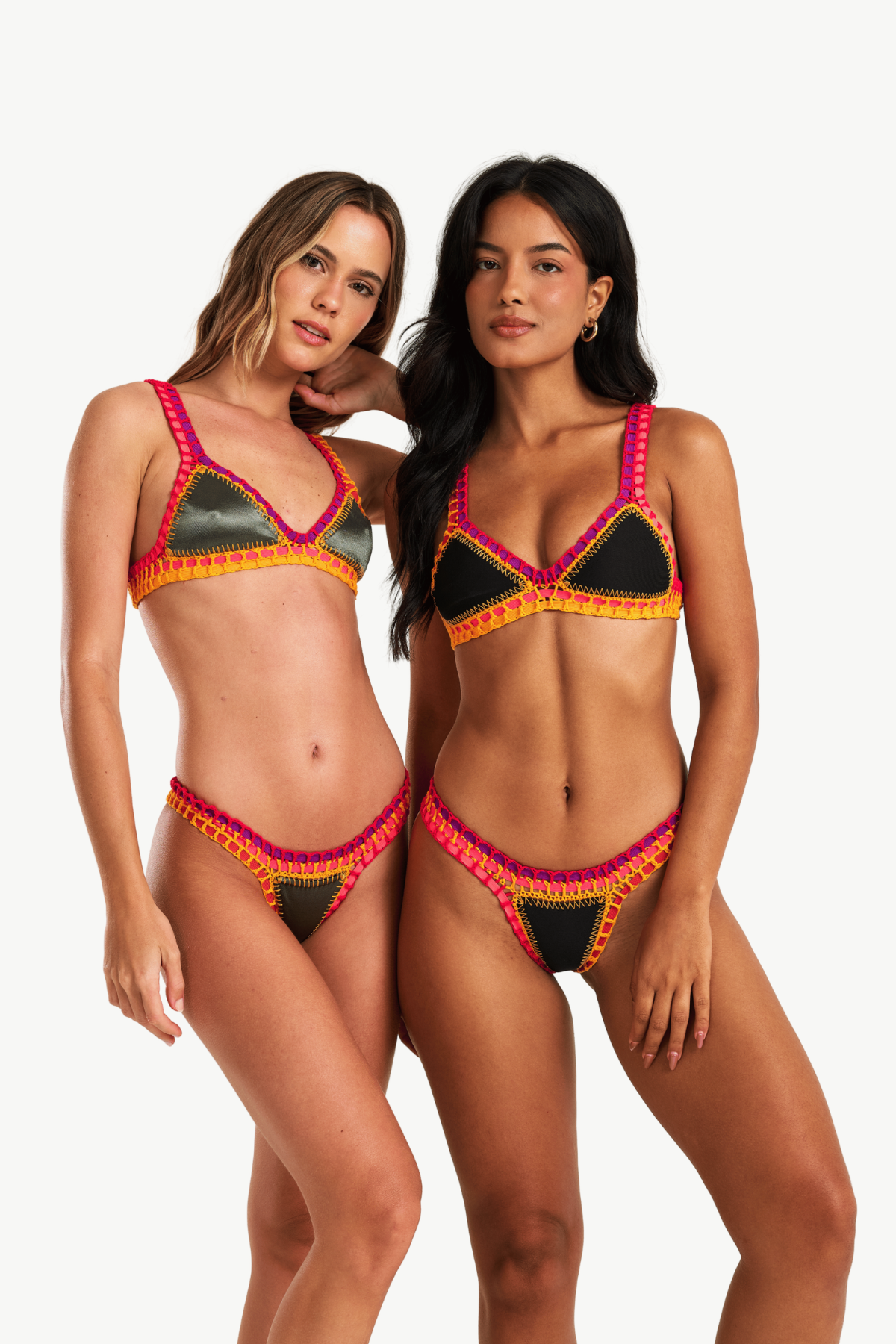 Jungle - Reversible green and black crochet bikini top